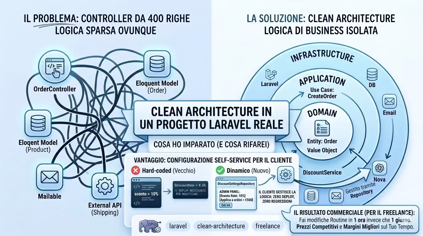 Clean Architecture in un progetto Laravel reale: cosa ho imparato (e cosa rifarei)