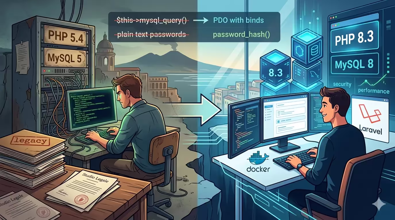 Da PHP 5.4 a PHP 8.3: come ho migrato un gestionale legacy di uno studio legale